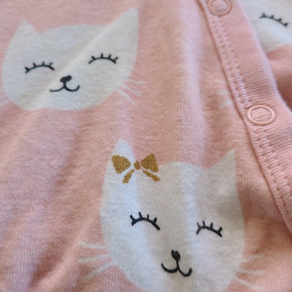 Carter's Girl's Pink Smiley Cats Long Sleeve Sweater Newborn - Picture 6 of 7